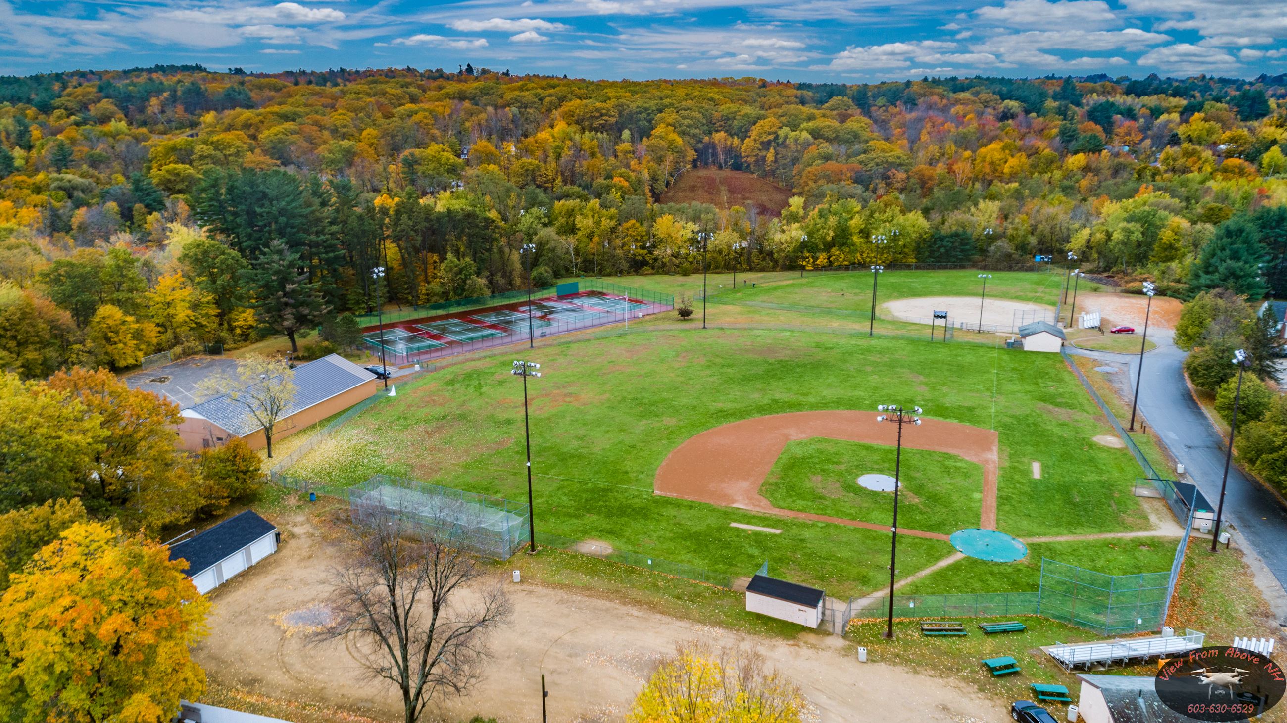 Aerial view of Memorial Park in Laconia